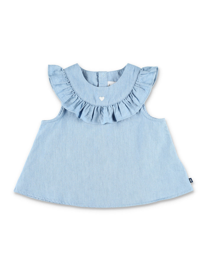 Petit Bateau Chambray baby blouse Blue Cotton Shirt