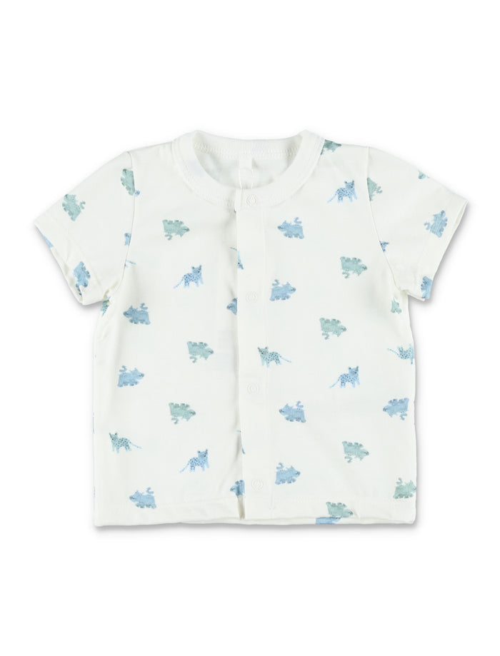 Petit Bateau Babies Animal Print Cotton 2-Piece Set White Blue