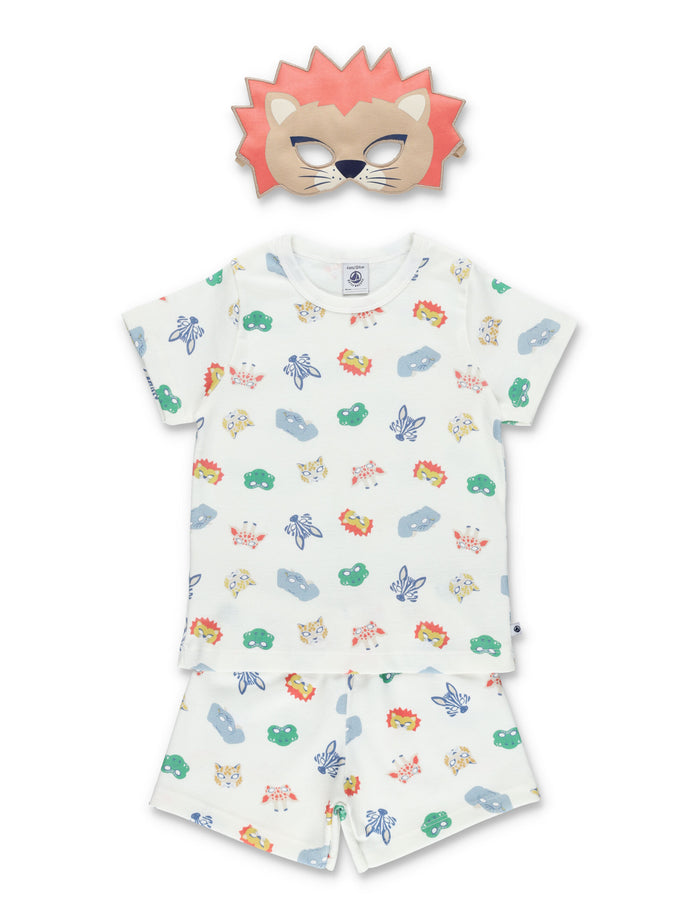Petit Bateau Kids Animal Mask Pajamas Multi Cotton Set