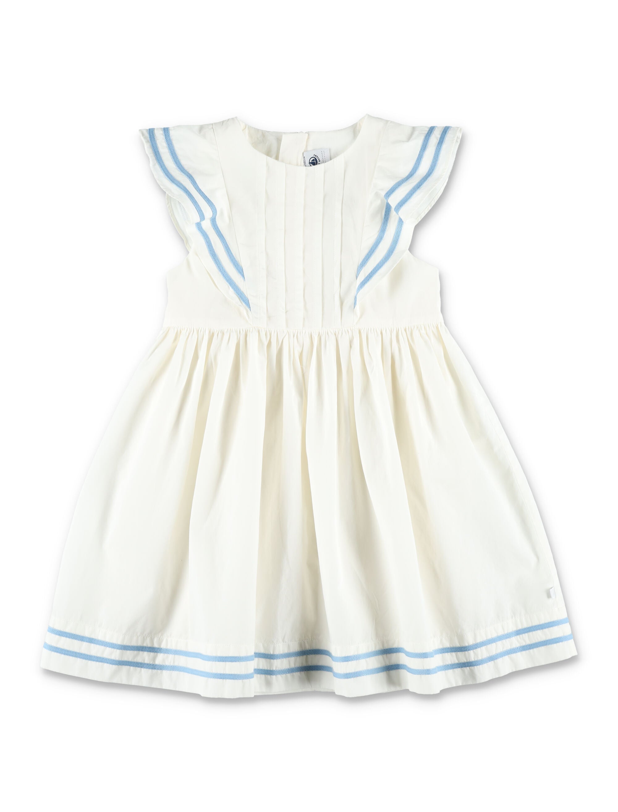 Petit Bateau Girls Poplin Dress White Cotton