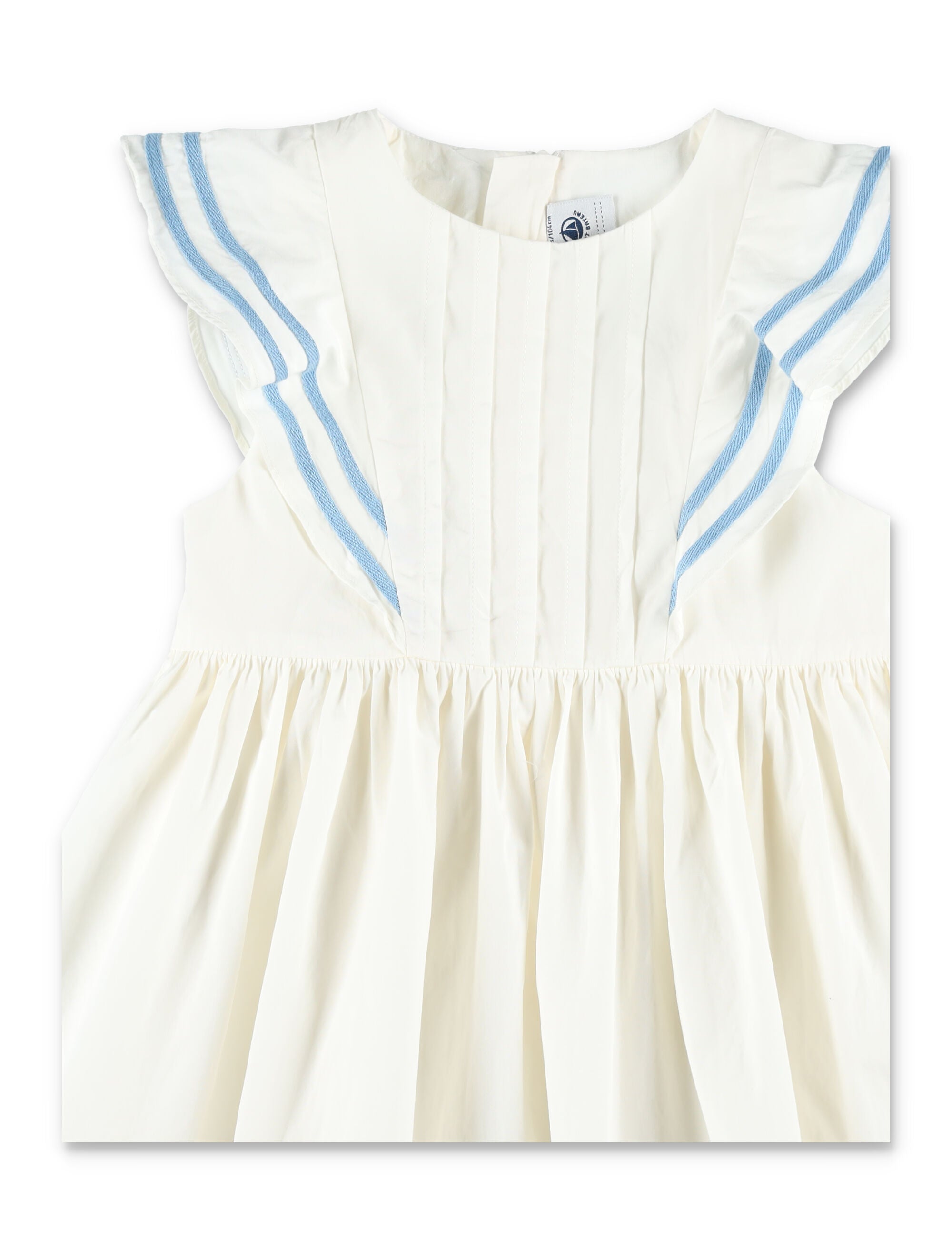 Petit Bateau Girls Poplin Dress White Cotton