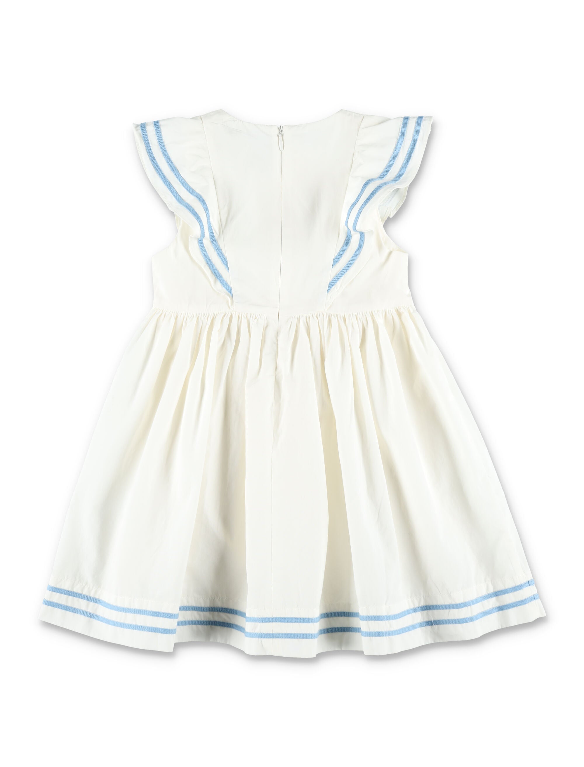 Petit Bateau Girls Poplin Dress White Cotton