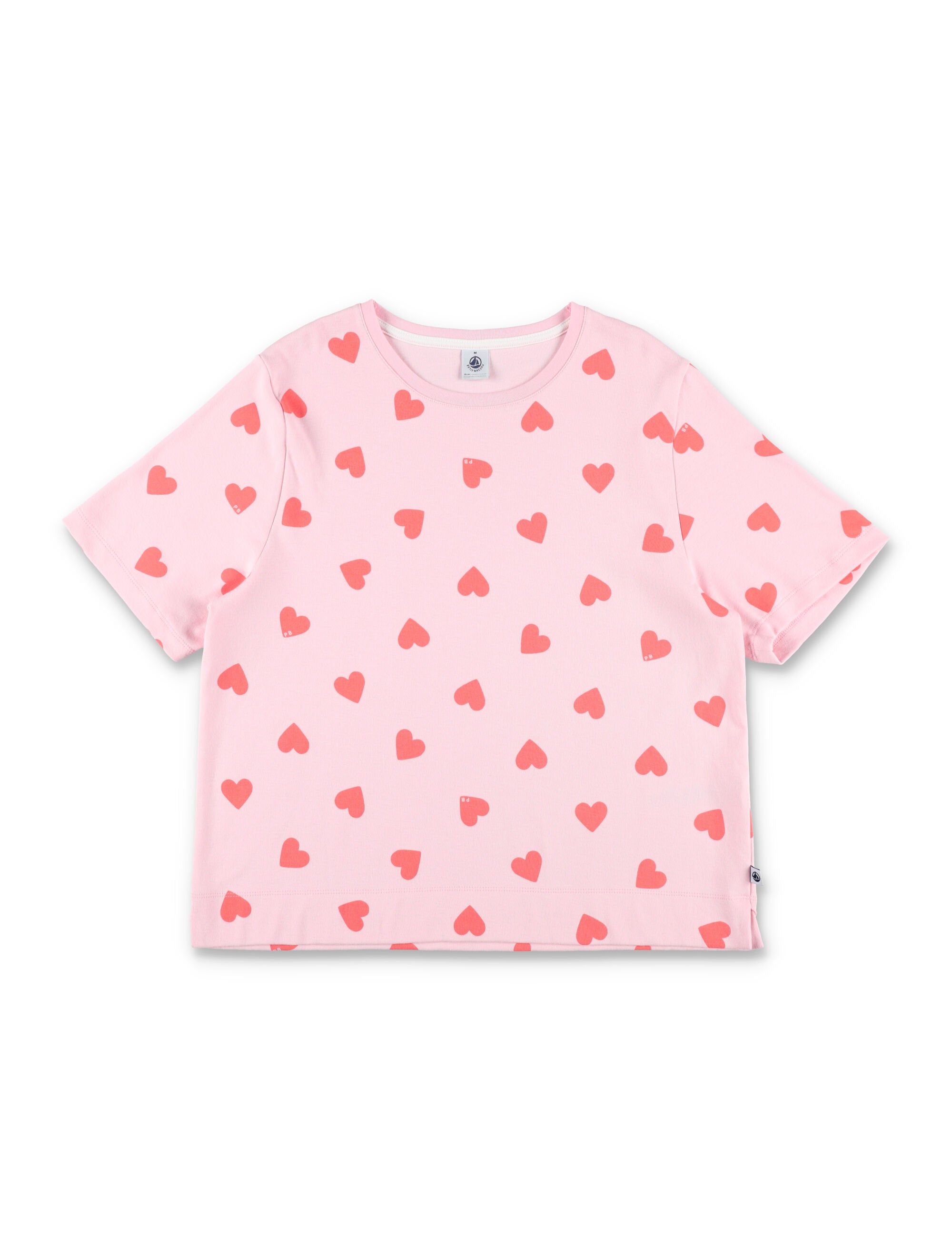 Petit Bateau Kids Heart Pajamas Rose Cotton Set