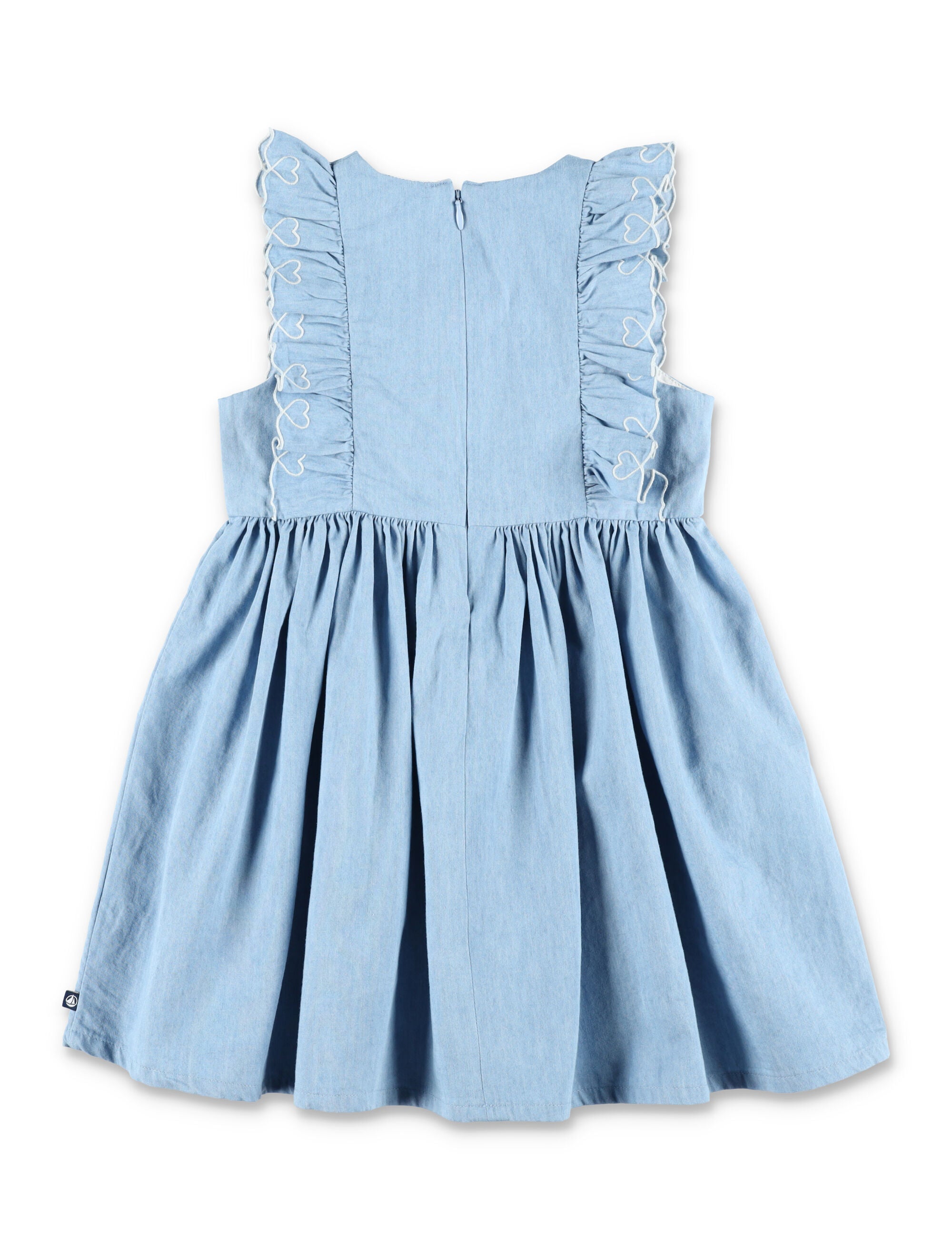 Petit Bateau Girls Chambray Dress Blue Cotton