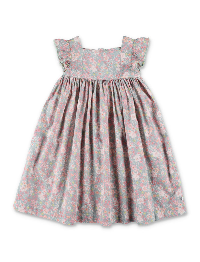 Petit Bateau Girls Floral Cotton Dress Blue/multicolor