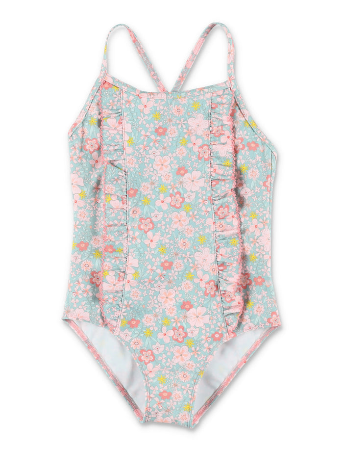Petit Bateau Childrens Floral One-Piece Swimsuit Blue/multicolor Polyamide Swimwear