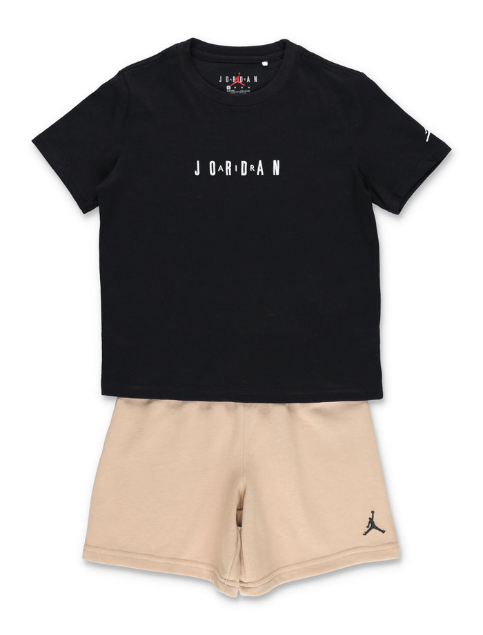 Nike Jordan Boys Tee And Shorts Set Black/beige Cotton