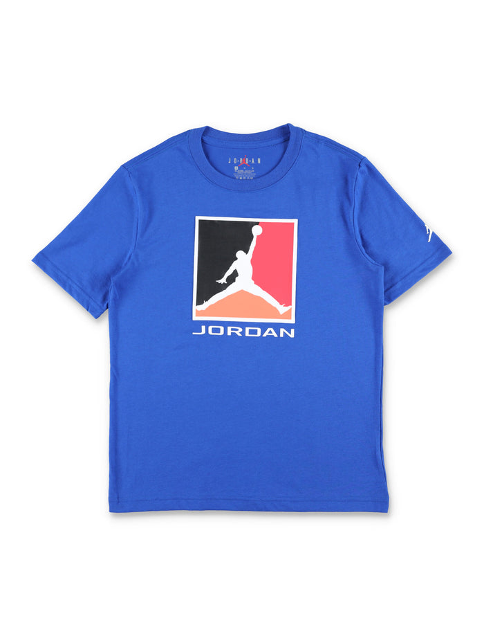 Nike Jordan Kids Logo Print Cotton T-Shirt Blue