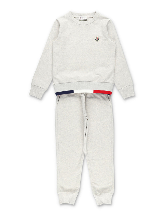 Moncler grey melange jersey tracksuit set for kids Cotton