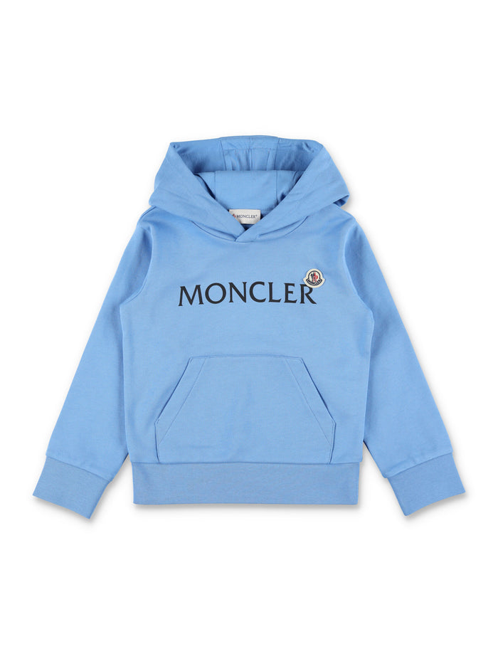 Moncler logo hooded sweatshirt for boys Blue Cotton