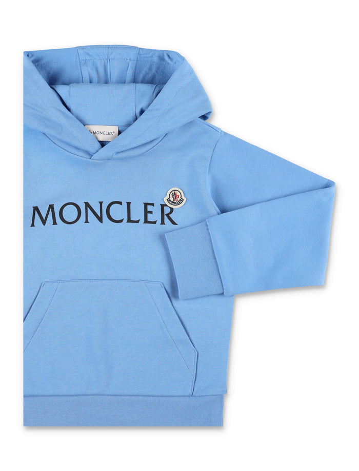 Moncler logo hooded sweatshirt for boys Blue Cotton
