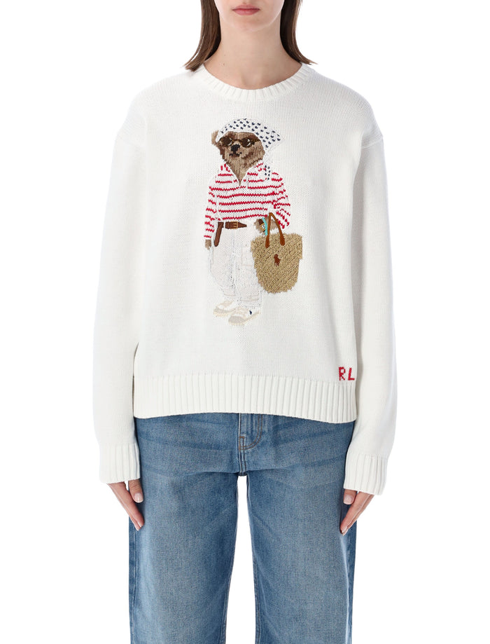 Polo Ralph Lauren Bear Cotton Sweater White