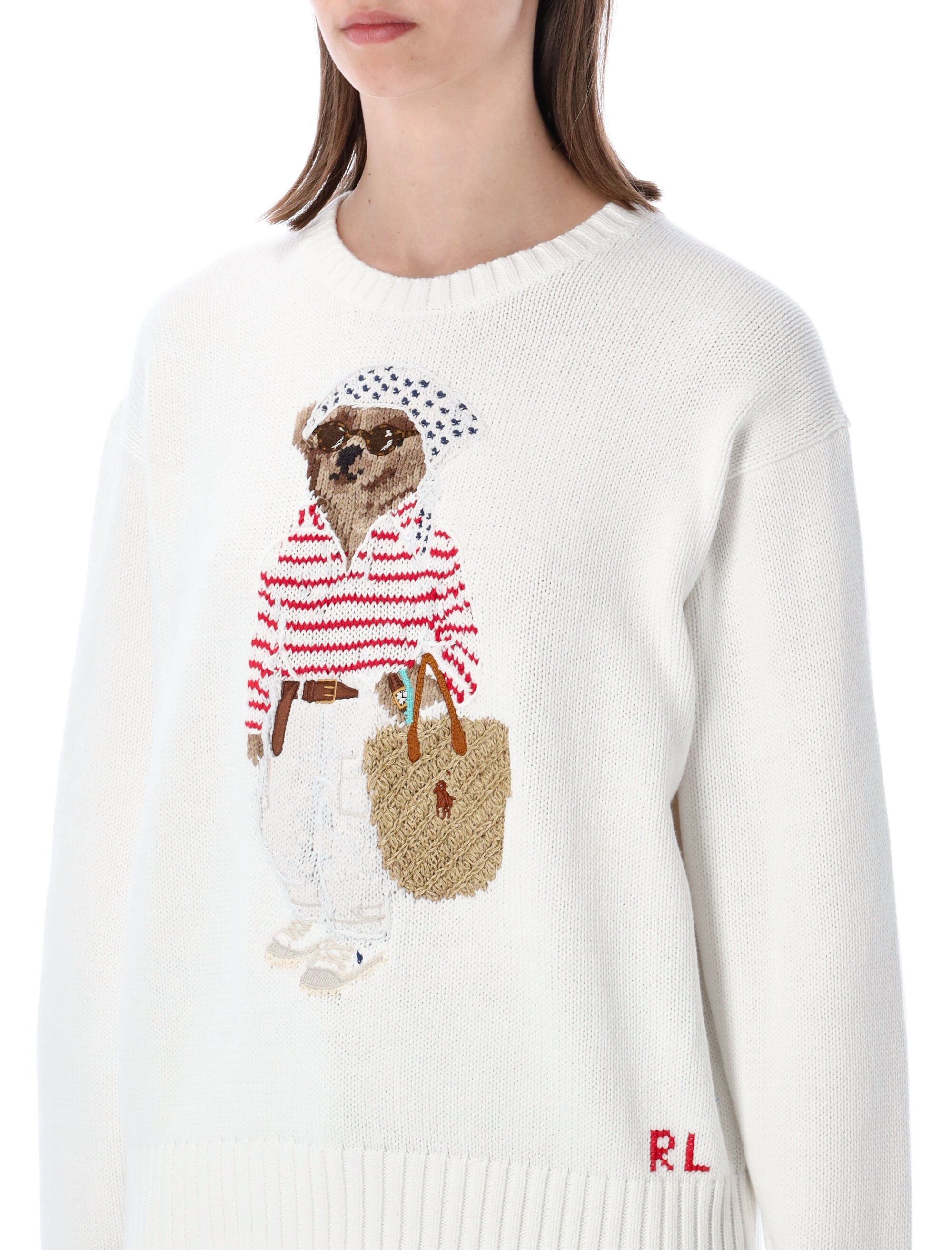Polo Ralph Lauren Bear Cotton Sweater White