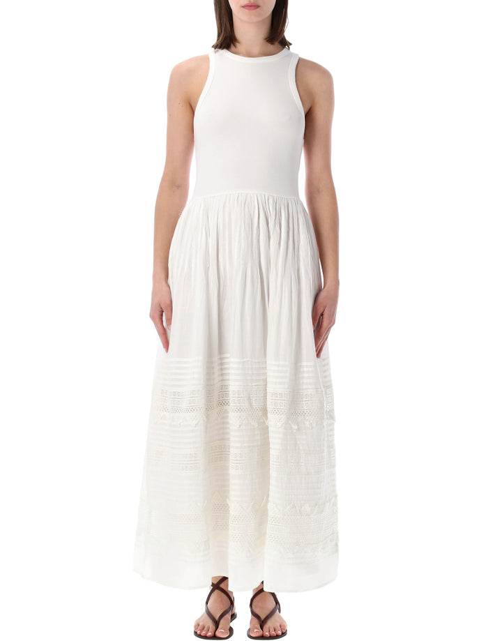 Polo Ralph Lauren Lace Trim Tank Dress White Cotton