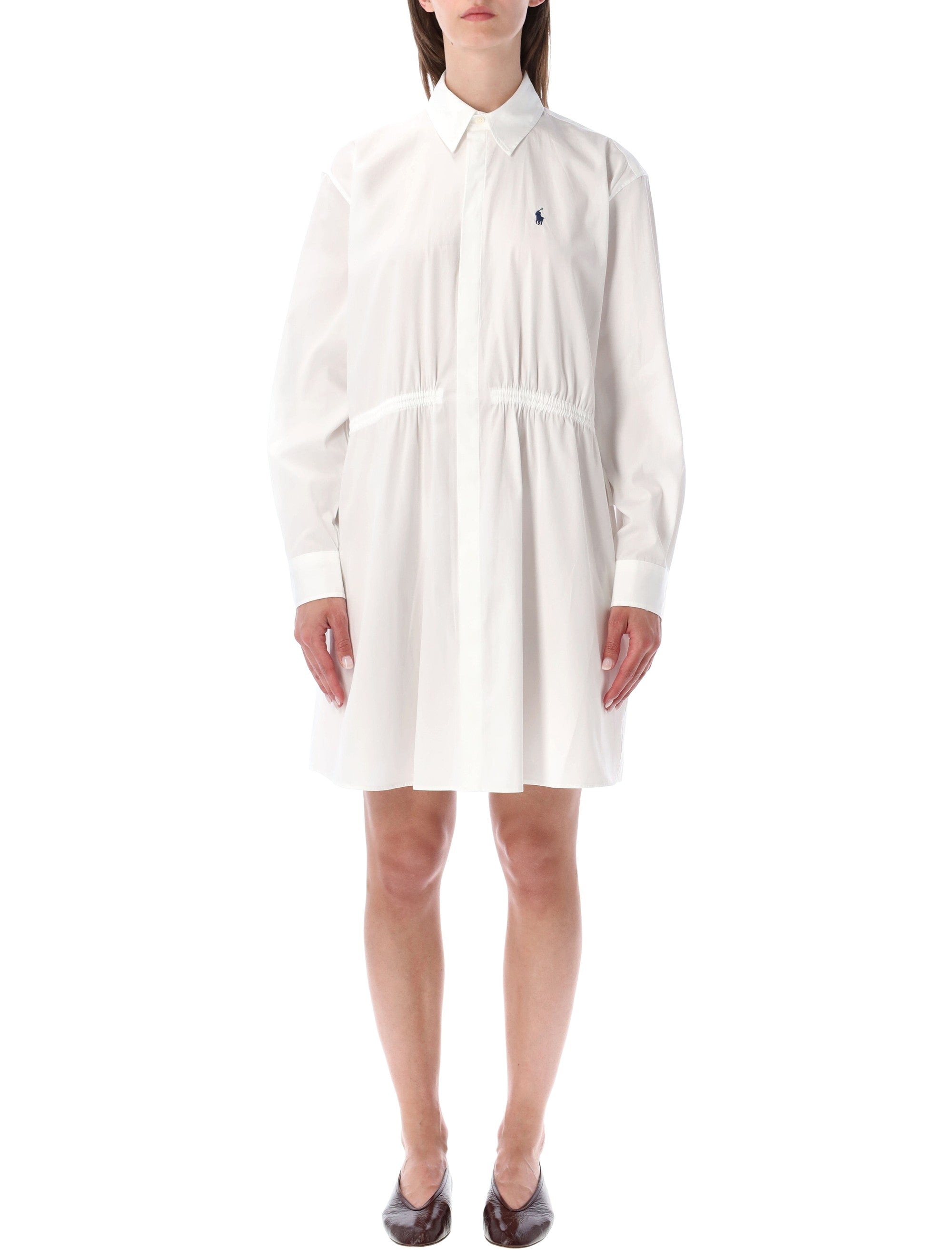 Polo Ralph Lauren Cotton Drawcord Shirtdress White Dress