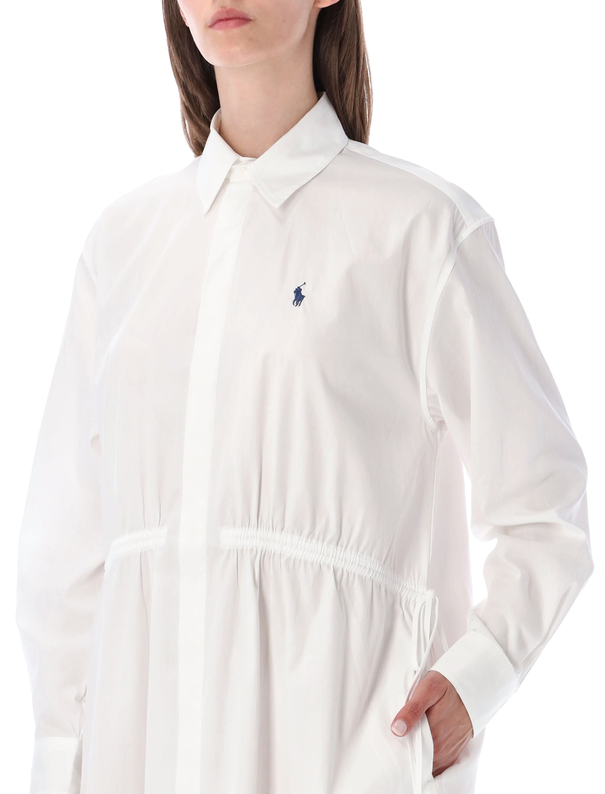 Polo Ralph Lauren Cotton Drawcord Shirtdress White Dress