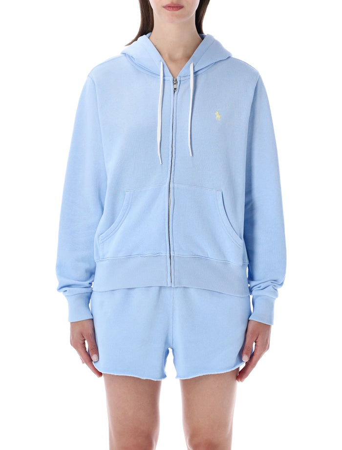 Polo Ralph Lauren Full-Zip Hoodie Baby Blue Cotton Sweatshirt