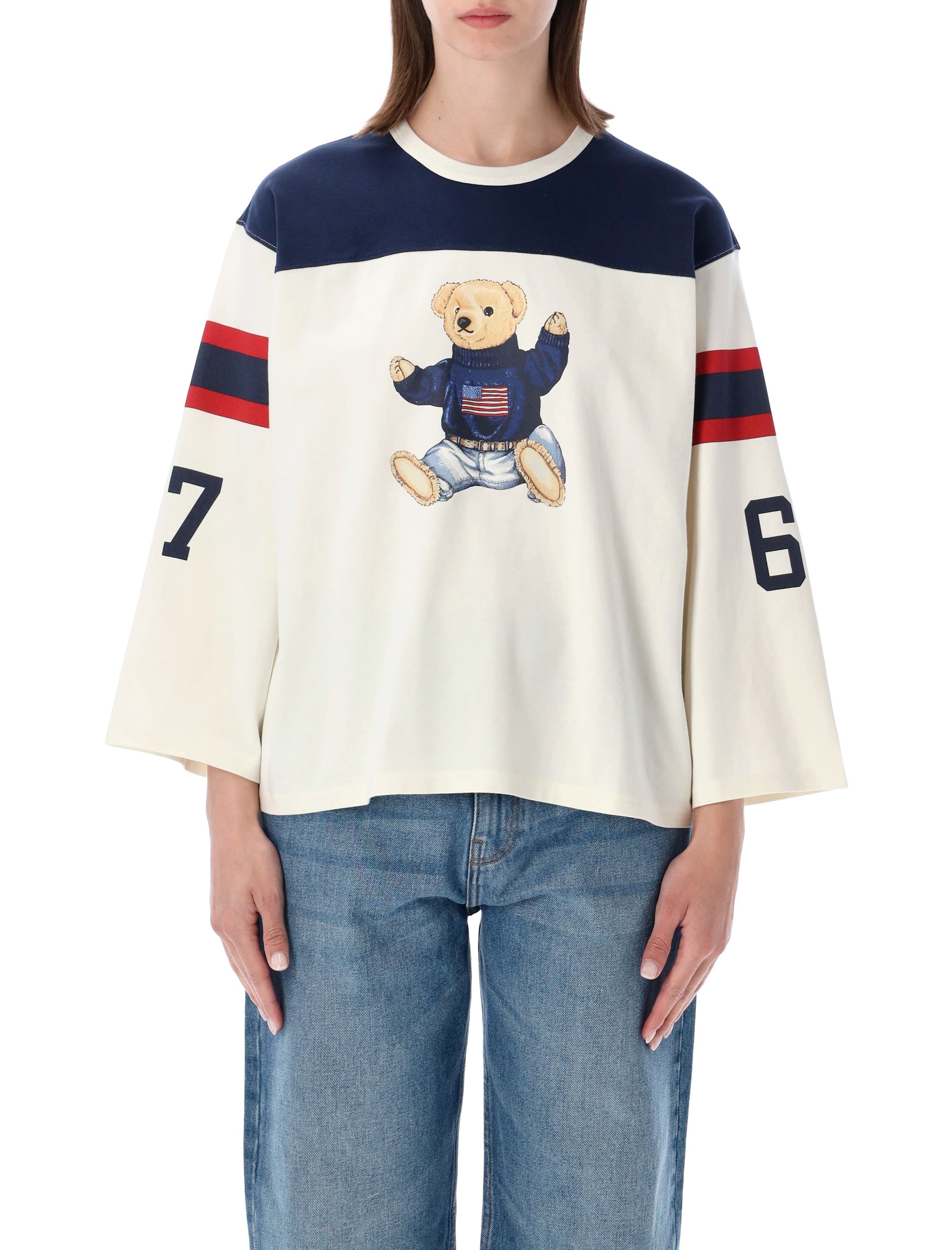 Polo Ralph Lauren Bear Cotton T-Shirt Warm White/newport Navy