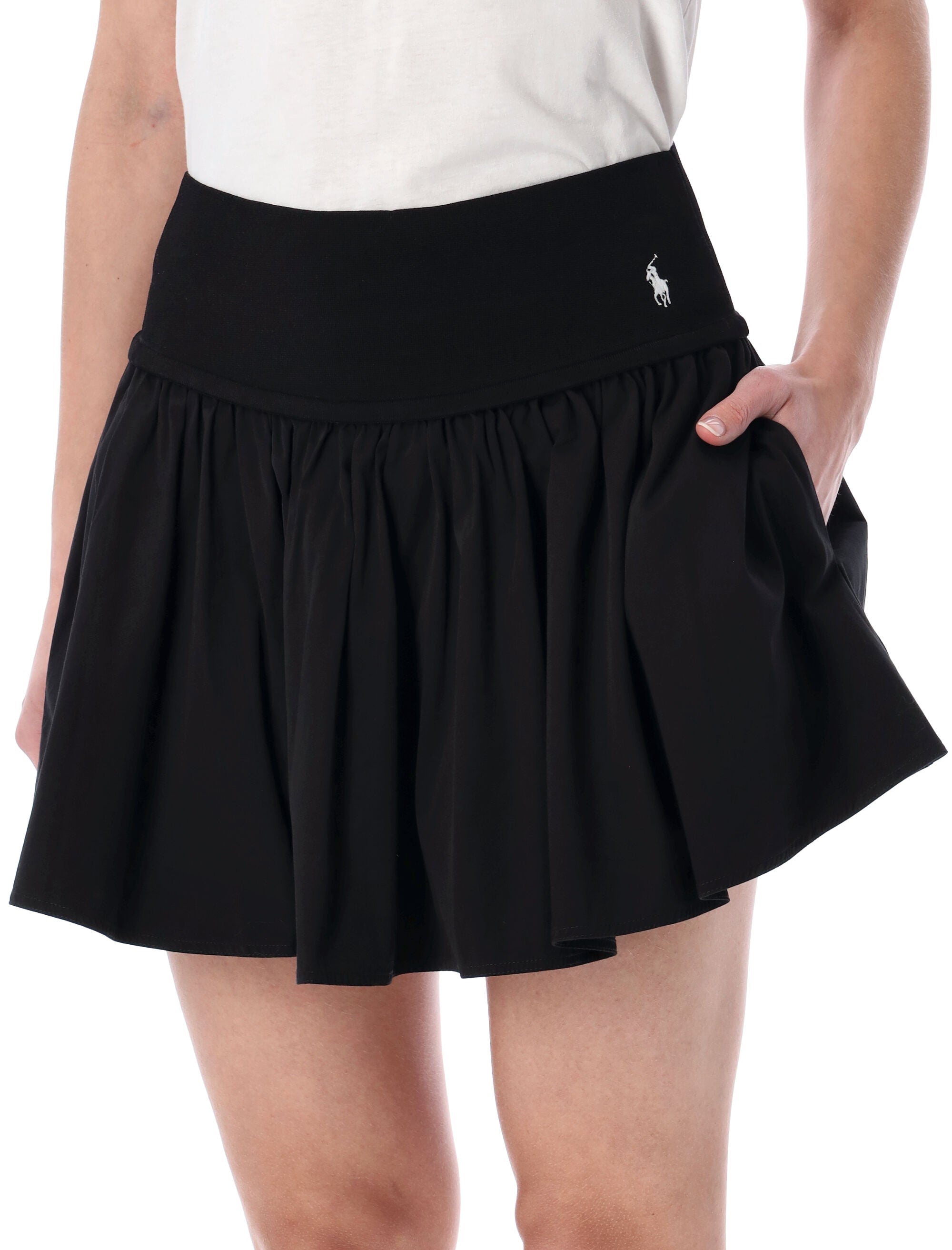 Polo Ralph Lauren Flounce Mini Skirt Black Waist