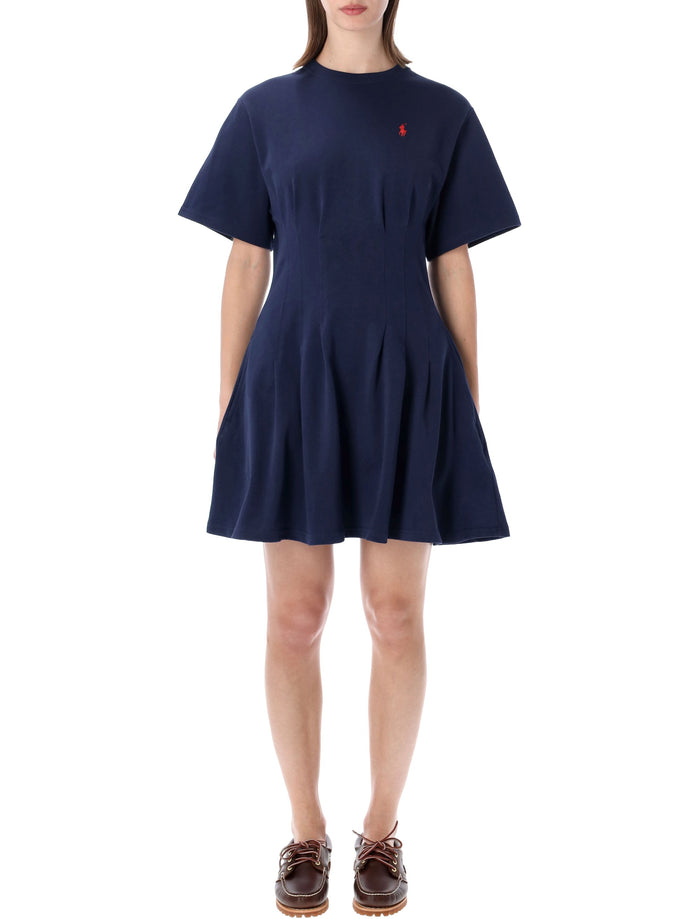 Polo Ralph Lauren Shaped Jersey Dress Newport Navy Cotton