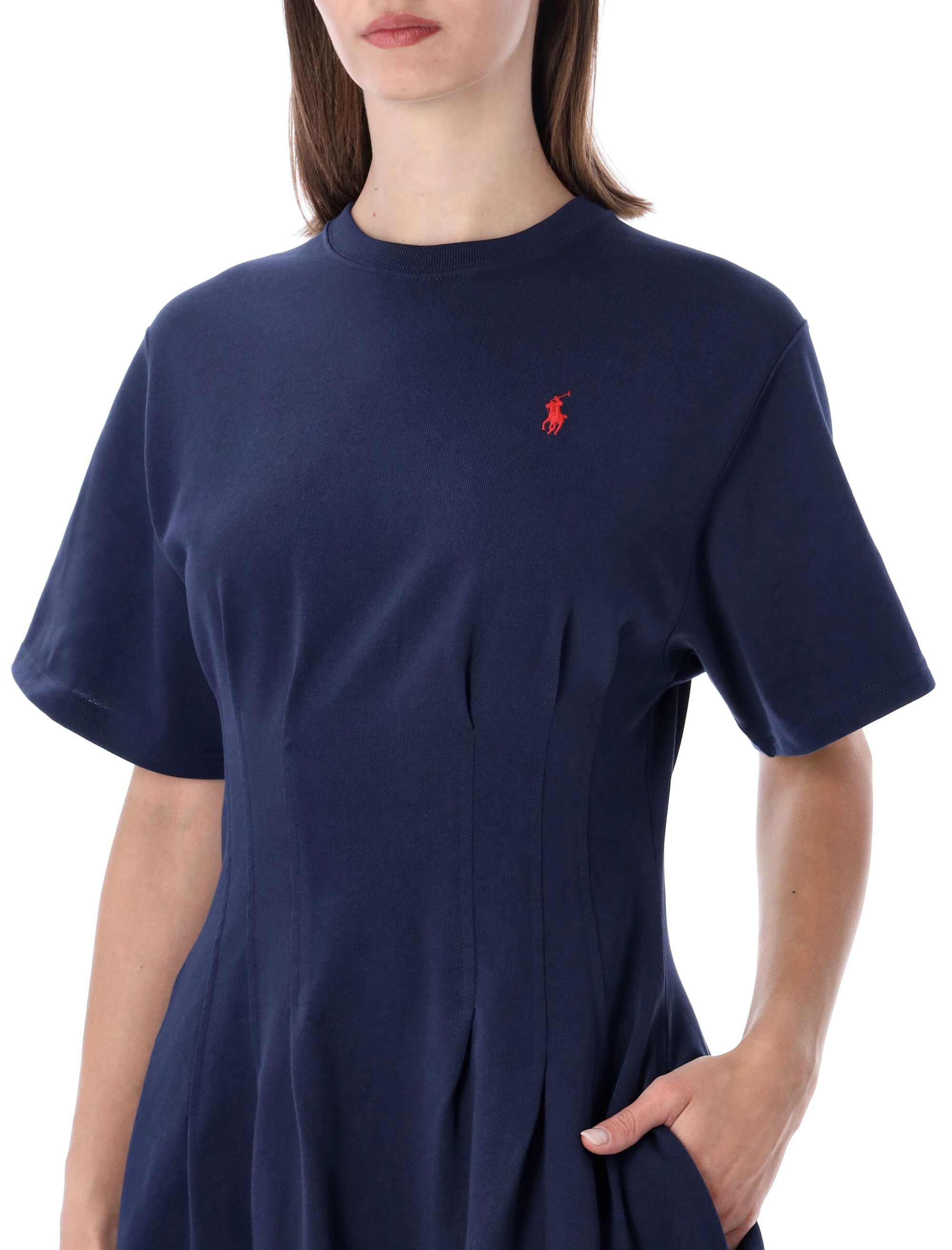 Polo Ralph Lauren Shaped Jersey Dress Newport Navy Cotton