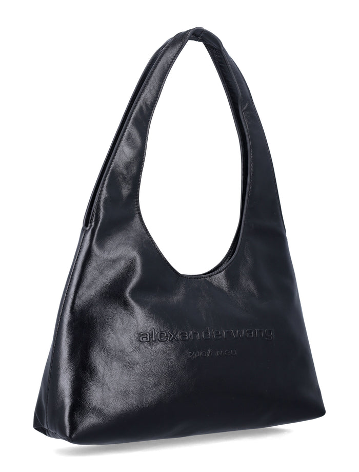 Alexander Wang Pike Small Hobo Bag Black Cow Leather Lining Shoulder