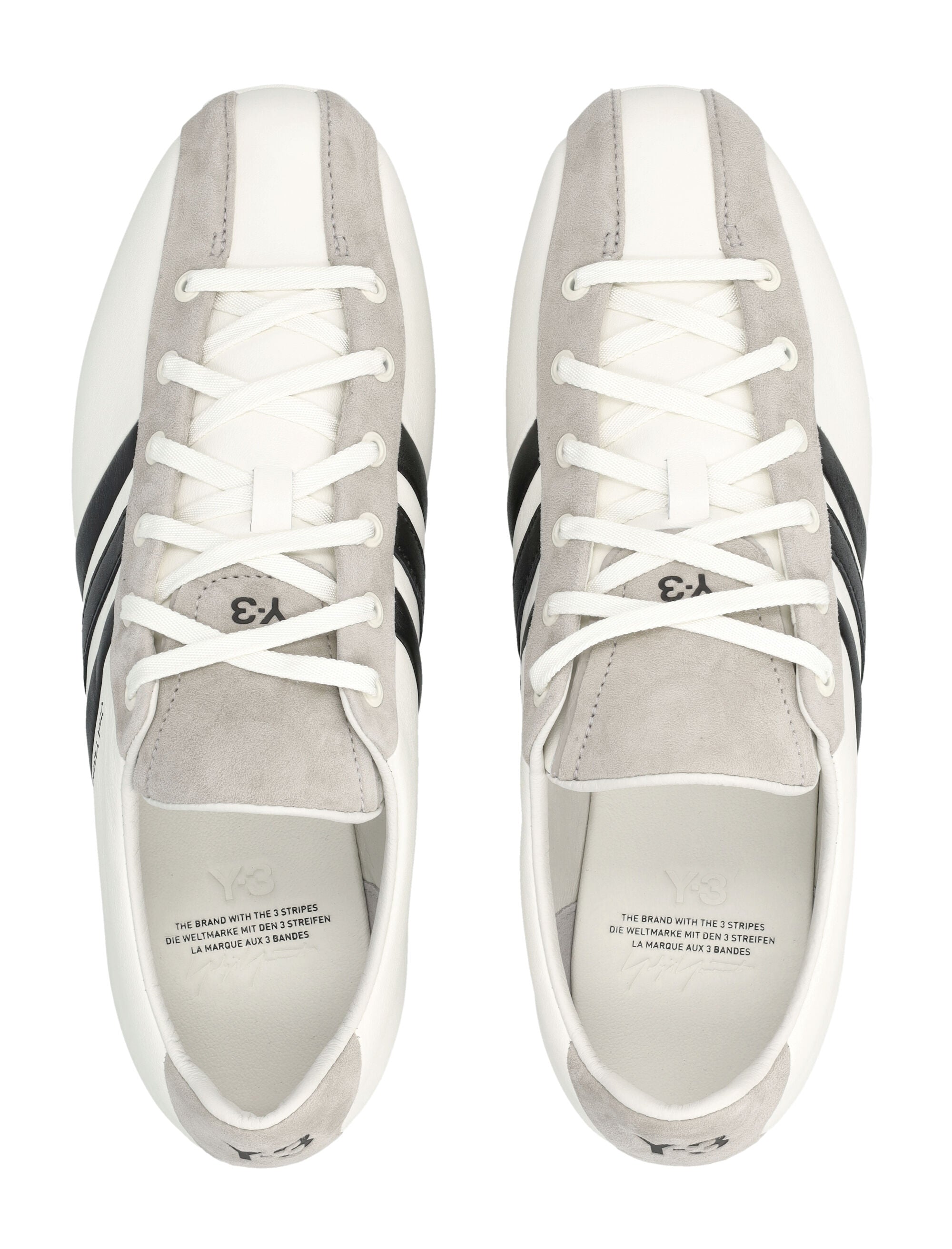 Y-3 Field leather and suede sneakers White