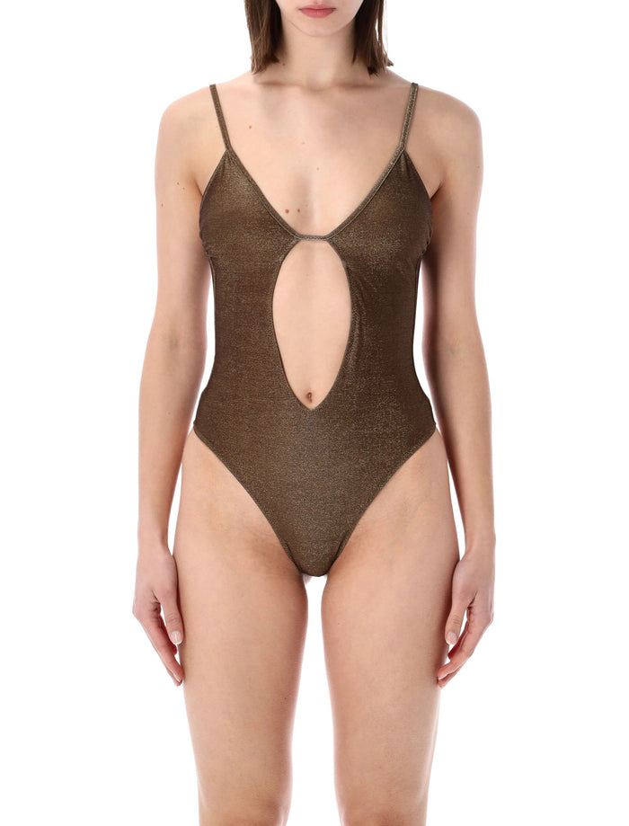 Matinée Lilly Lurex One-Piece Swimsuit Brown Polyester Swimwear