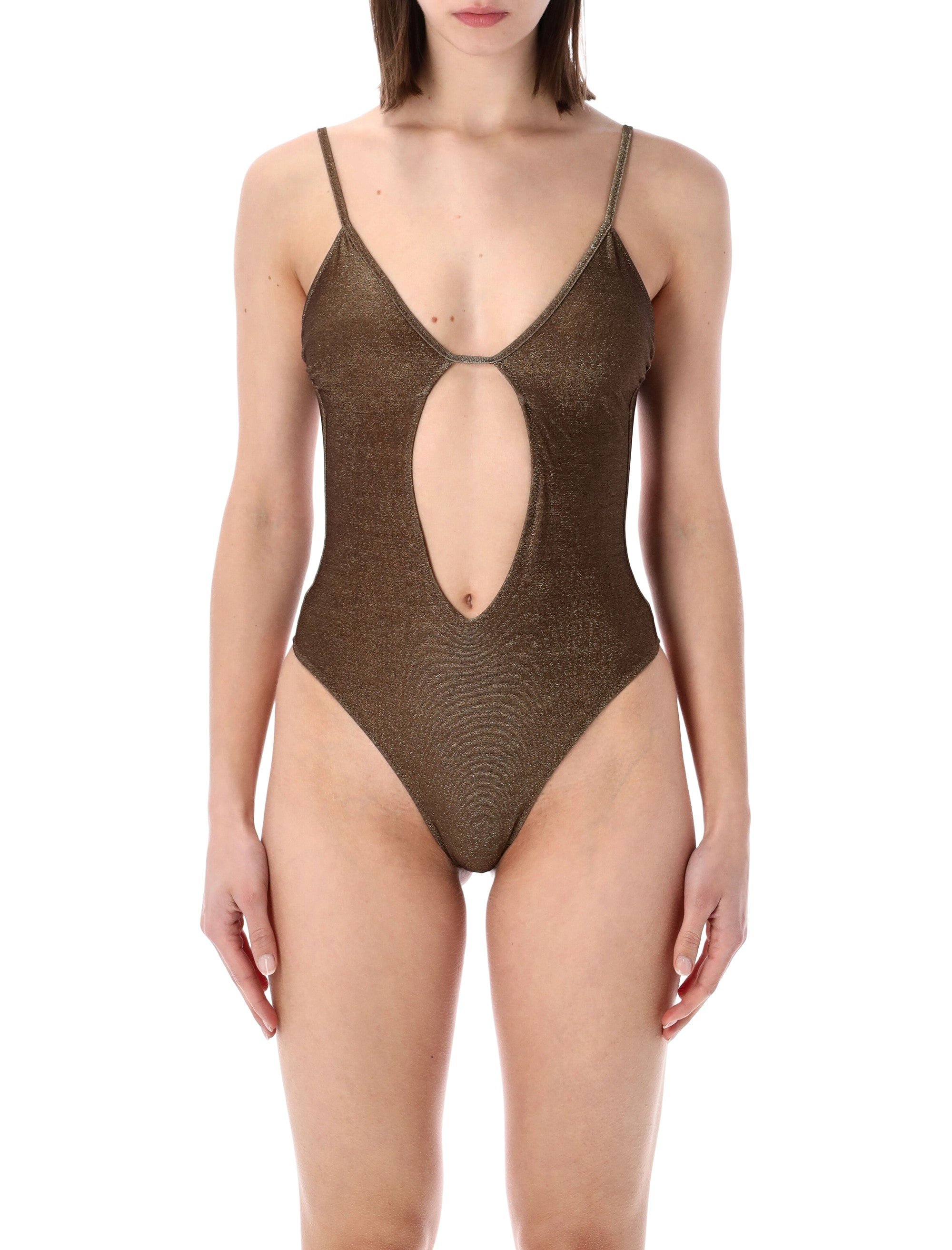 Matinée Lilly Lurex One-Piece Swimsuit Brown Polyester Swimwear