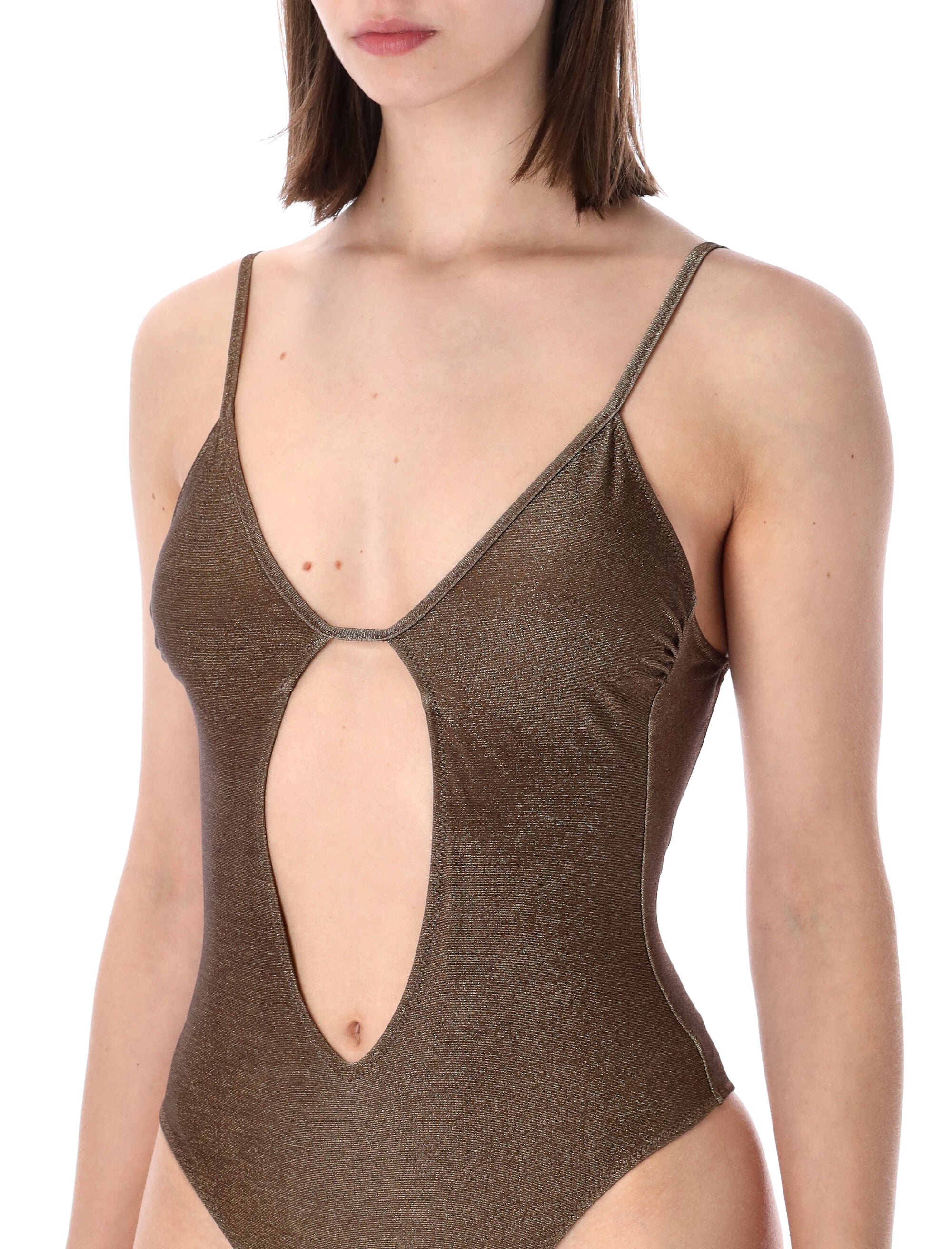 Matinée Lilly Lurex One-Piece Swimsuit Brown Polyester Swimwear