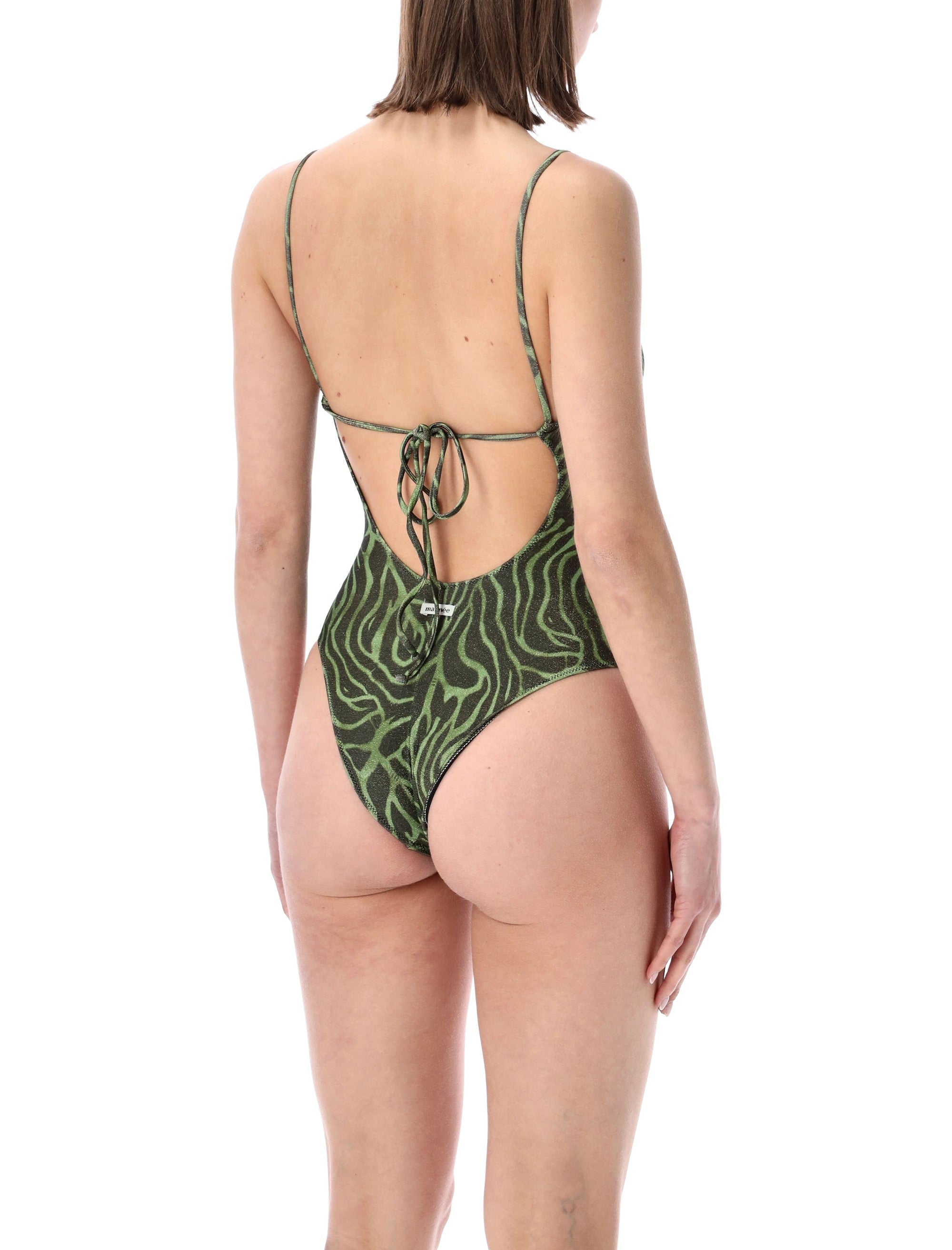 Matinée Lilly Zebra Lurex Swimsuit Green Polyester Swimwear
