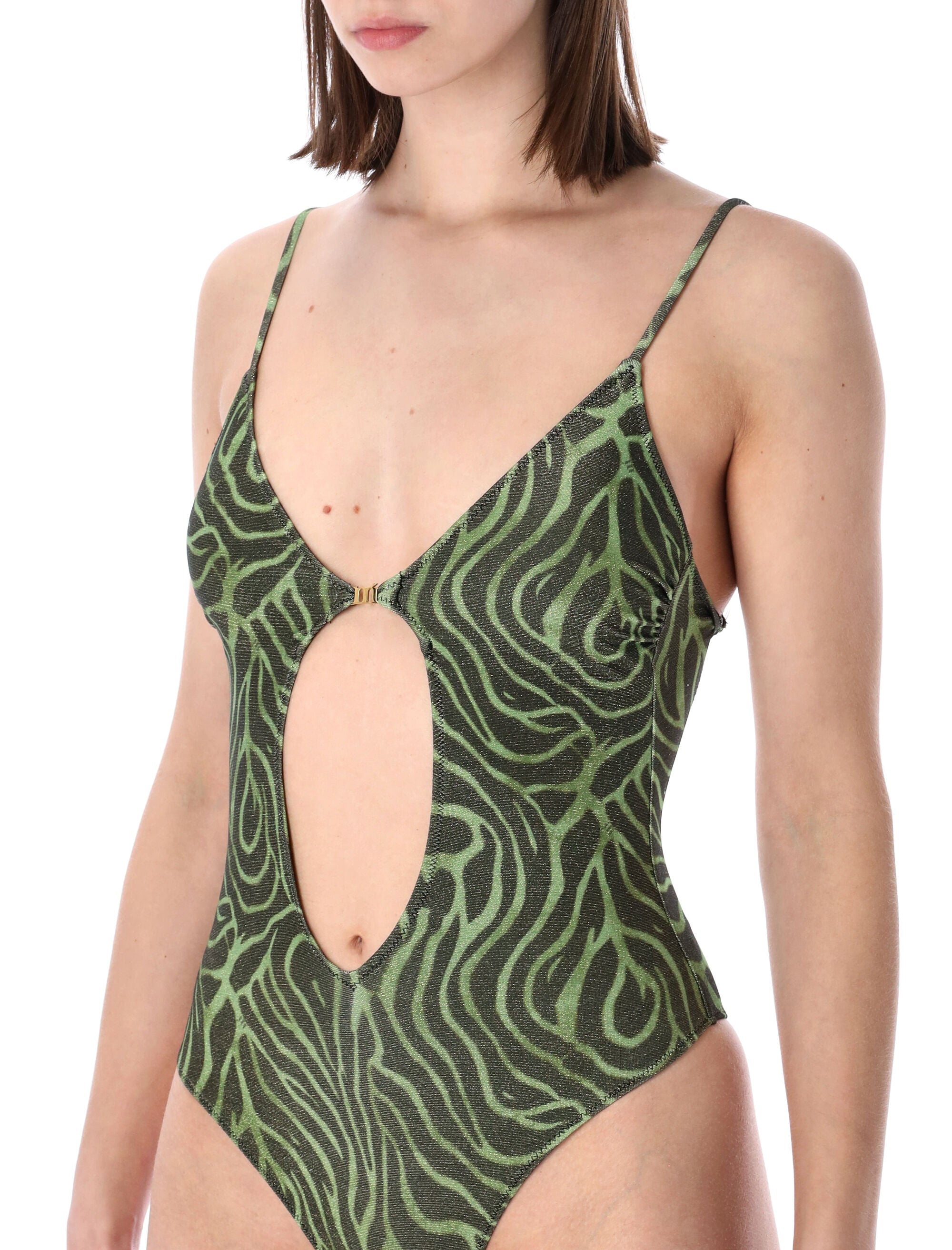 Matinée Lilly Zebra Lurex Swimsuit Green Polyester Swimwear
