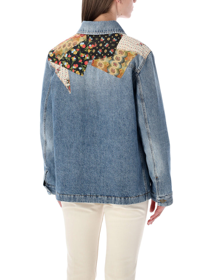 Valentino Garavani Patchwork Denim Jacket Blue Cotton