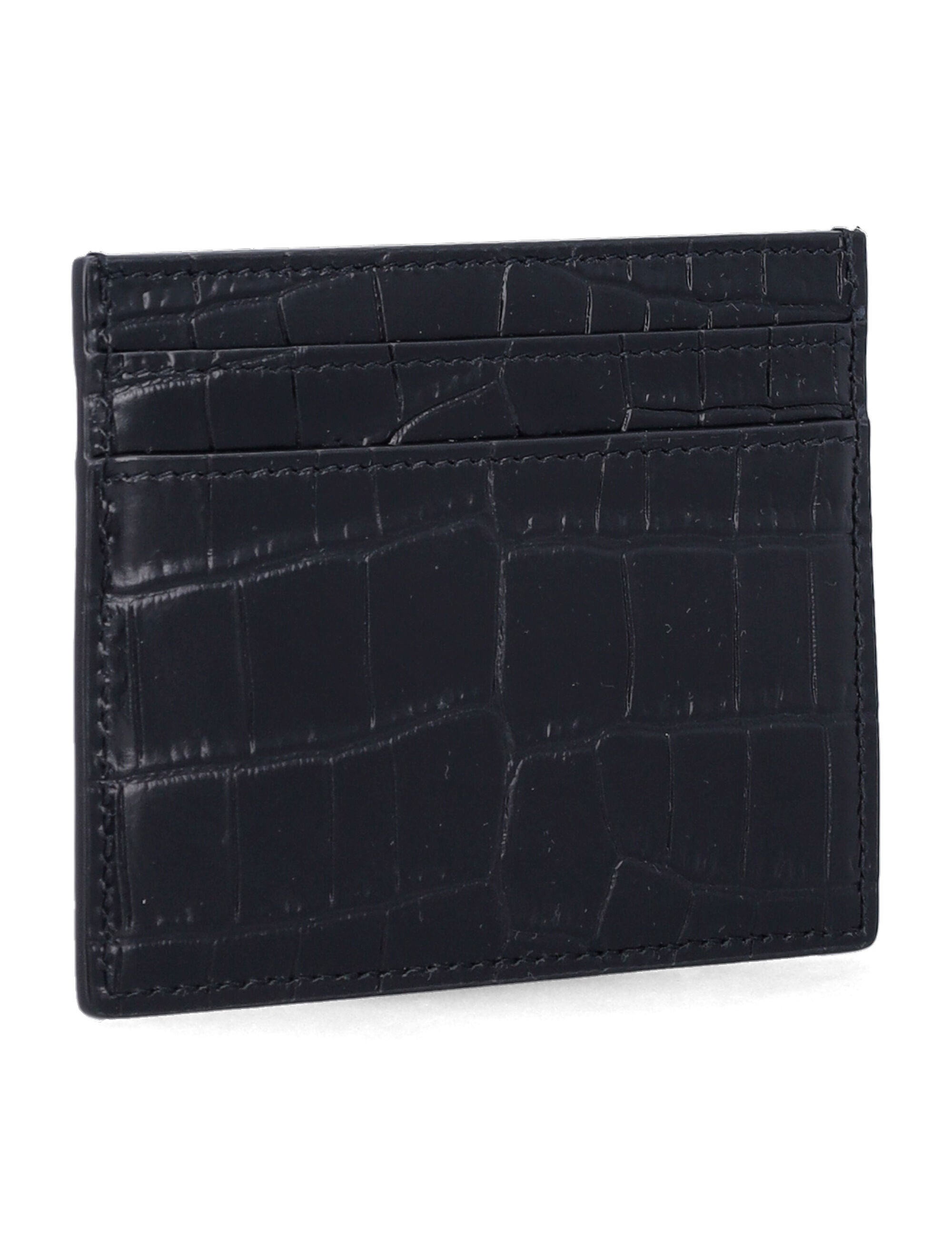 Saint Laurent crocodile-embossed card holder Black Calf Skin Cardholder