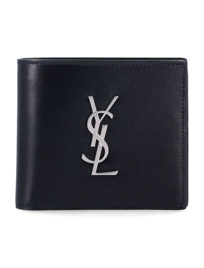 Saint Laurent Cassandre East-West Leather Wallet Black Calf Skin