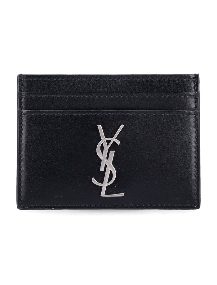 Saint Laurent Cassandre Leather Card Holder Black Calf Skin Cardholder