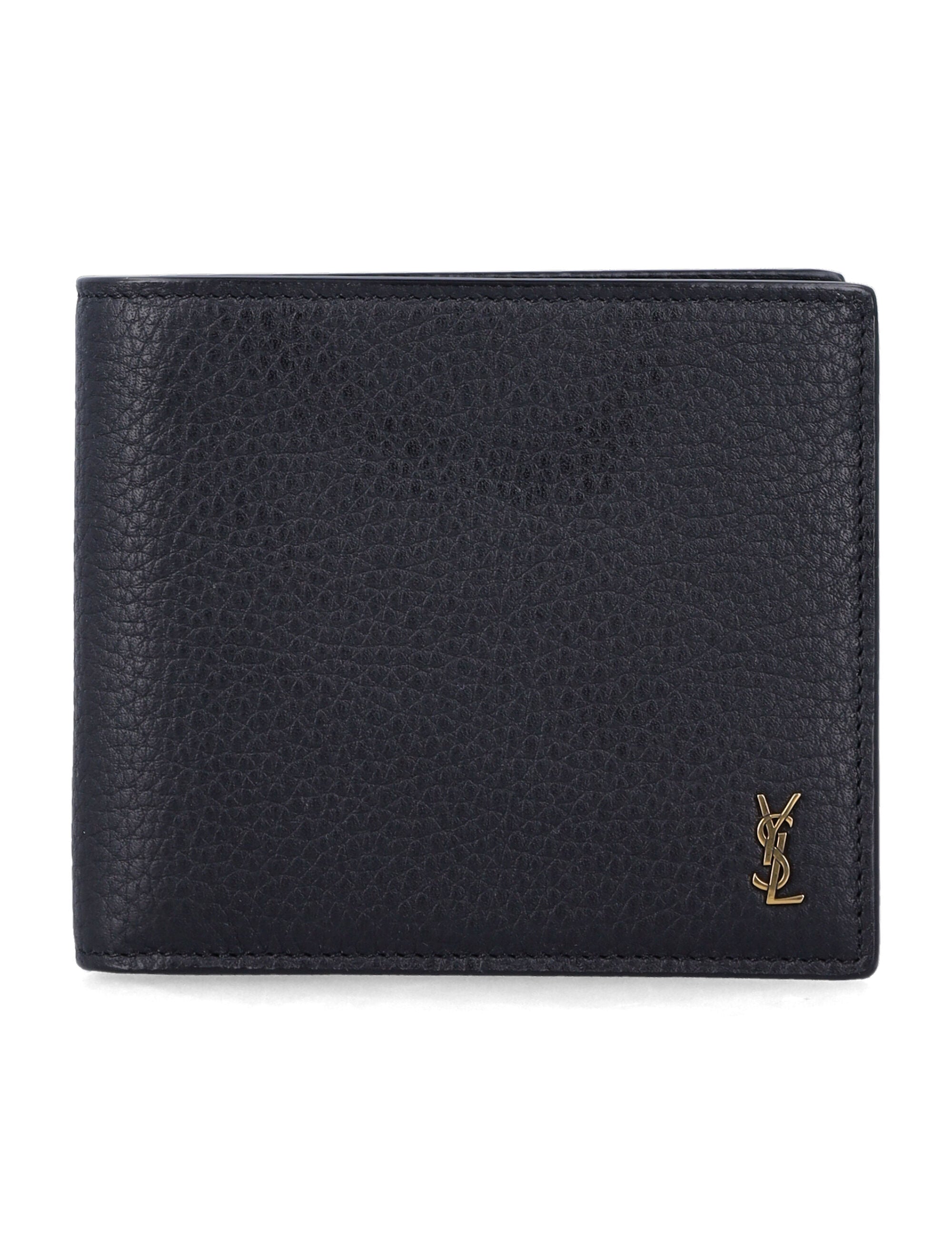 Saint Laurent Tiny Cassandre east-west wallet Black Calf Skin