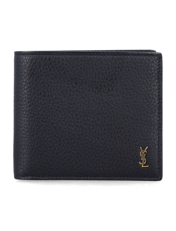 Saint Laurent Tiny Cassandre east-west wallet Black Calf Skin