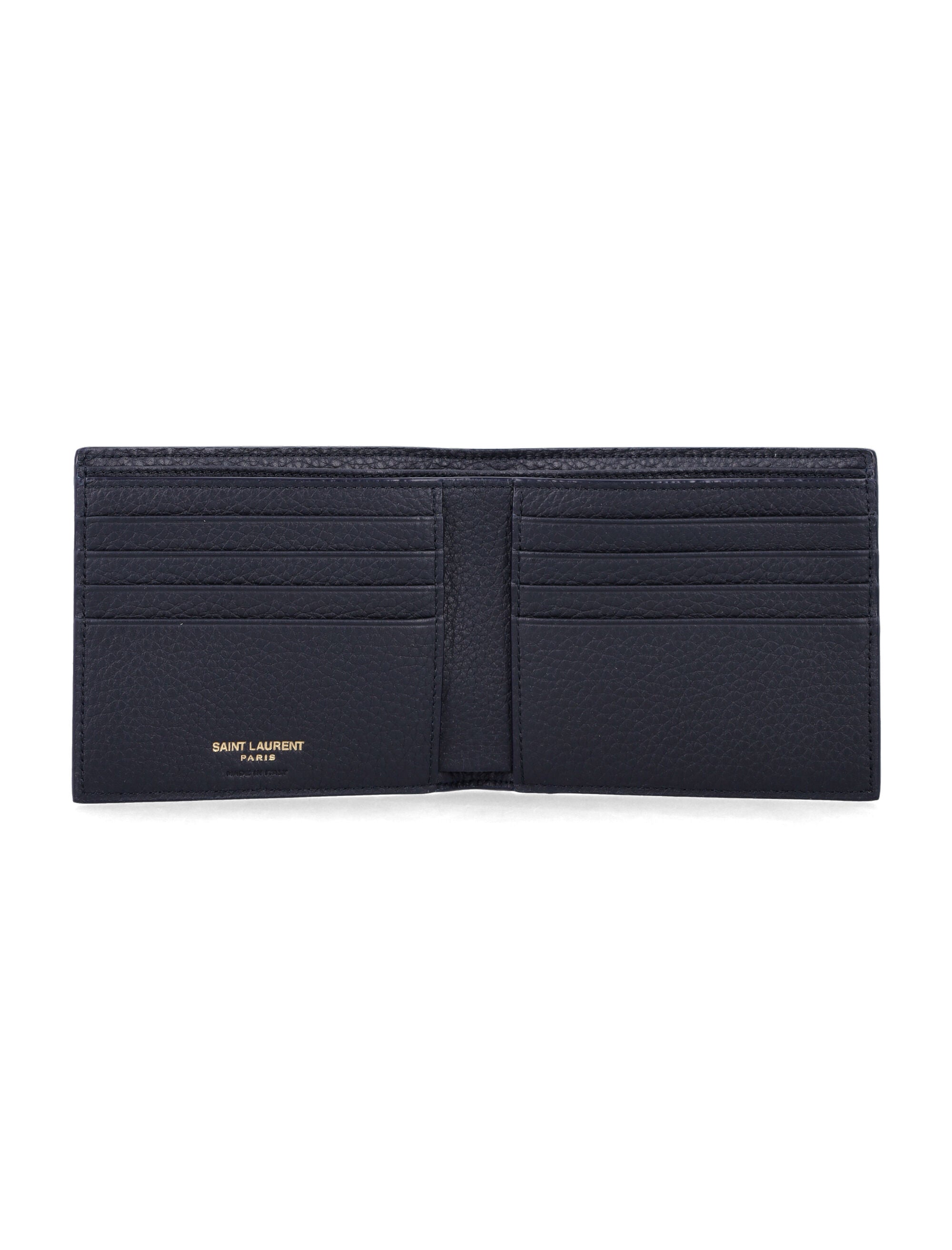 Saint Laurent Tiny Cassandre east-west wallet Midnight Blue Calf Skin