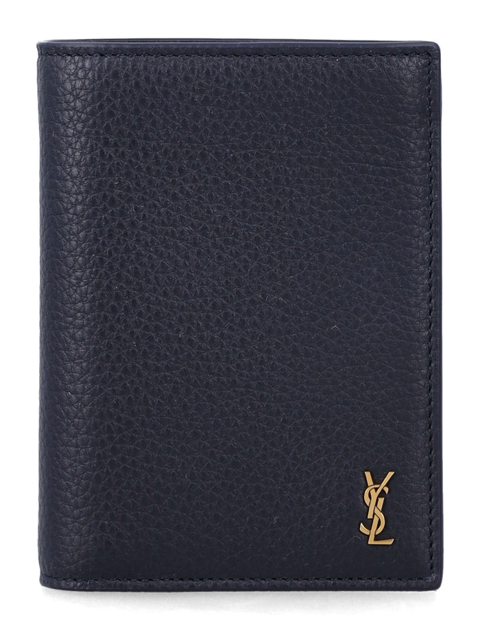 Saint Laurent Tiny Cassandre card wallet Midnight Blue Calf Skin Cardholder