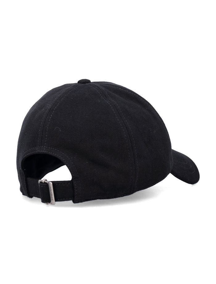 Saint Laurent Cassandre cotton denim cap Black Hat
