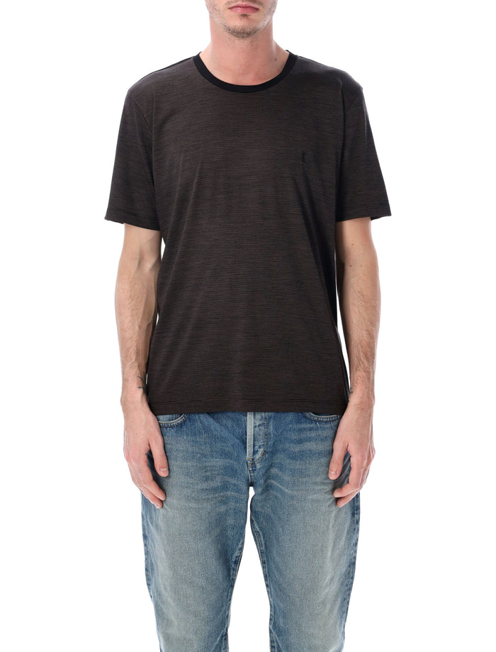 Saint Laurent Cassandre striped t-shirt Black Brown Wool Tshirt