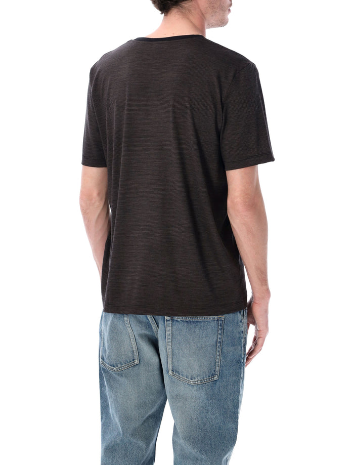 Saint Laurent Cassandre striped t-shirt Black Brown Wool Tshirt
