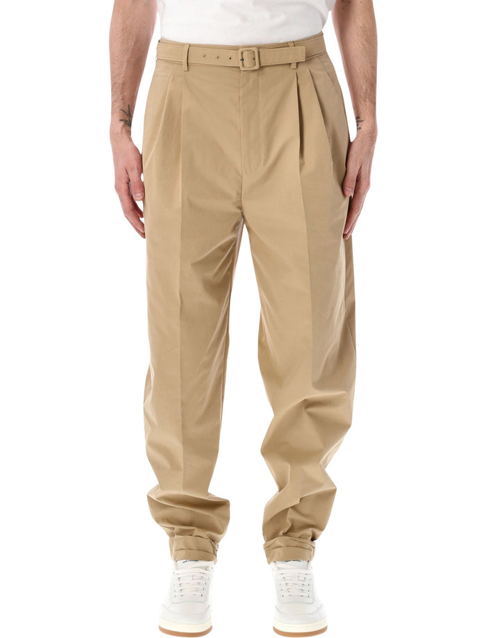 Saint Laurent Slim-Fit Technical Cotton Pants Beige