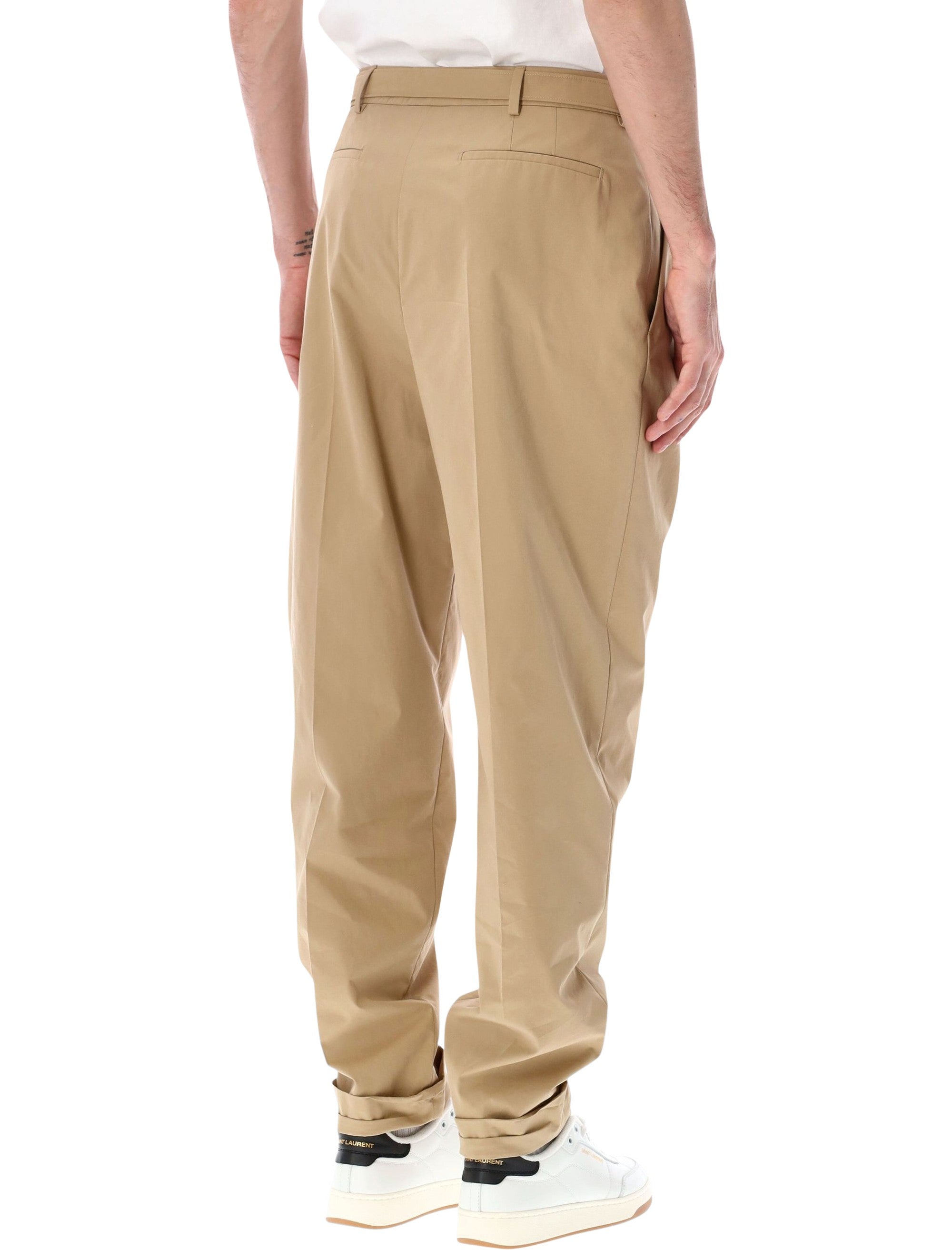 Saint Laurent Slim-Fit Technical Cotton Pants Beige