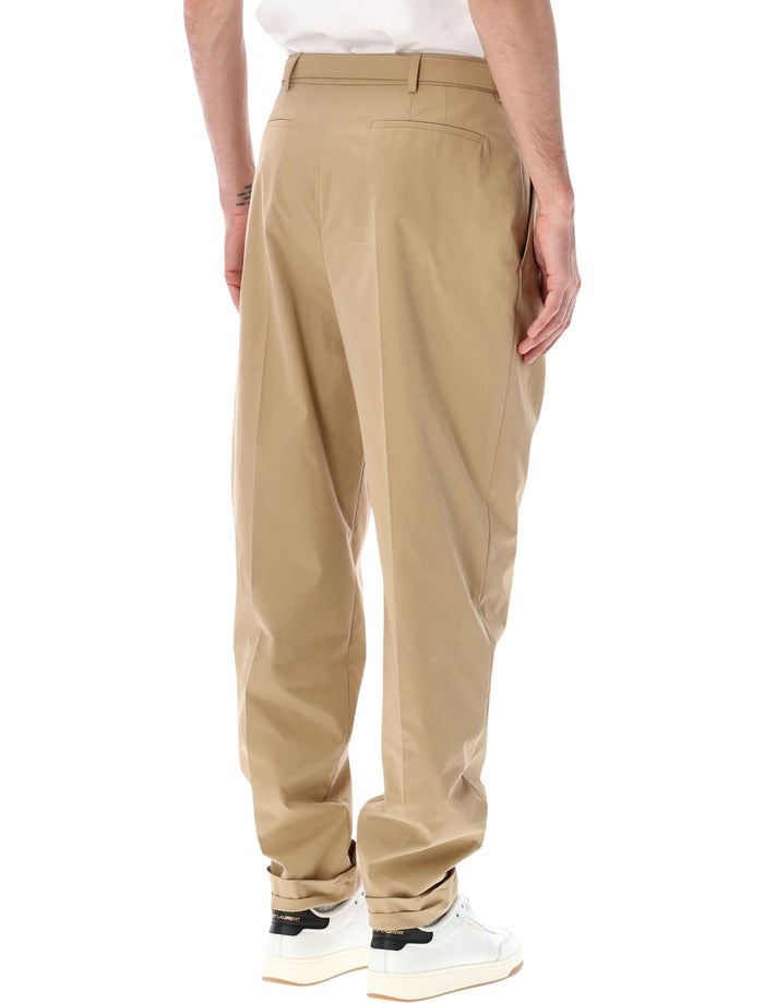 Saint Laurent Slim-Fit Technical Cotton Pants Beige