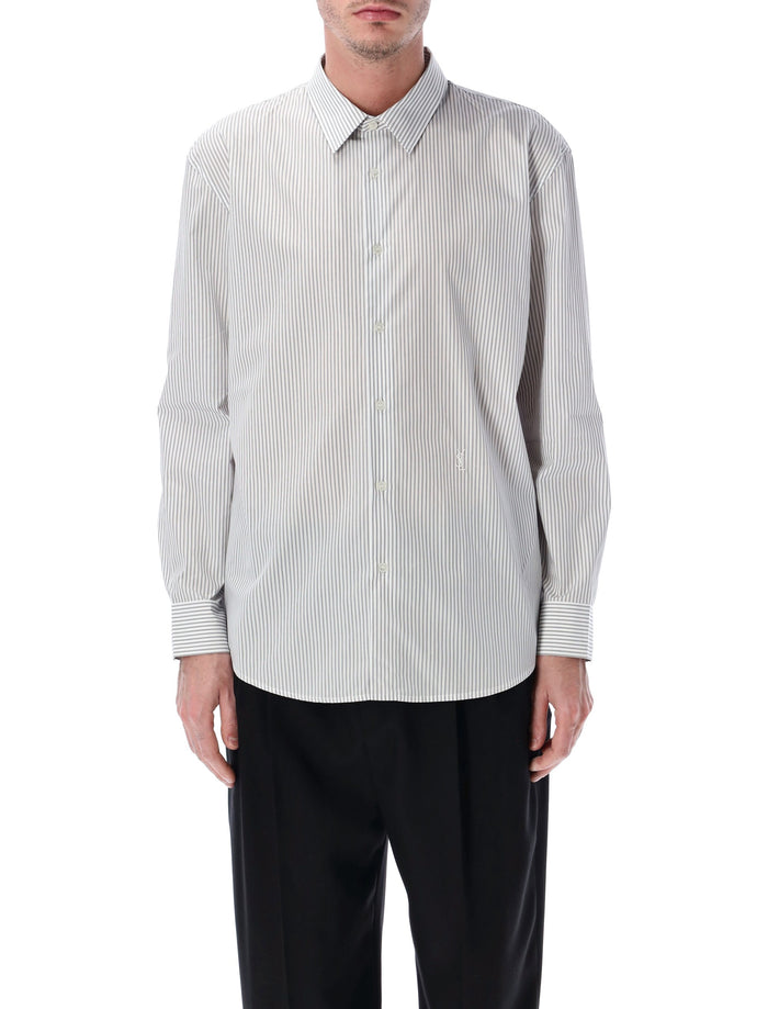 Saint Laurent black striped cotton poplin Cassandre shirt Bianco Stripe