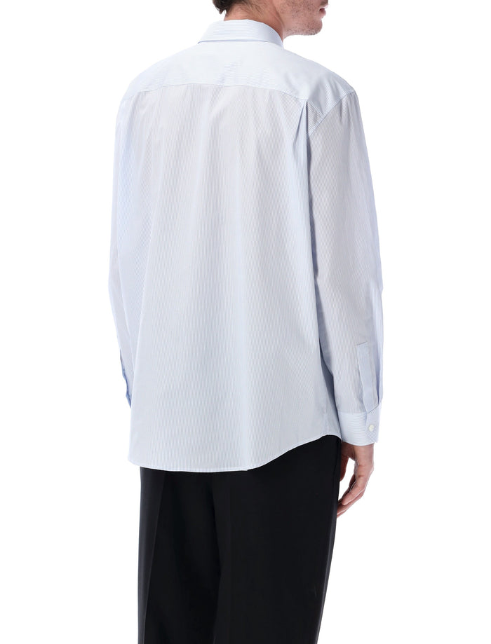 Saint Laurent blue striped cotton poplin Cassandre shirt Bianco Stripe