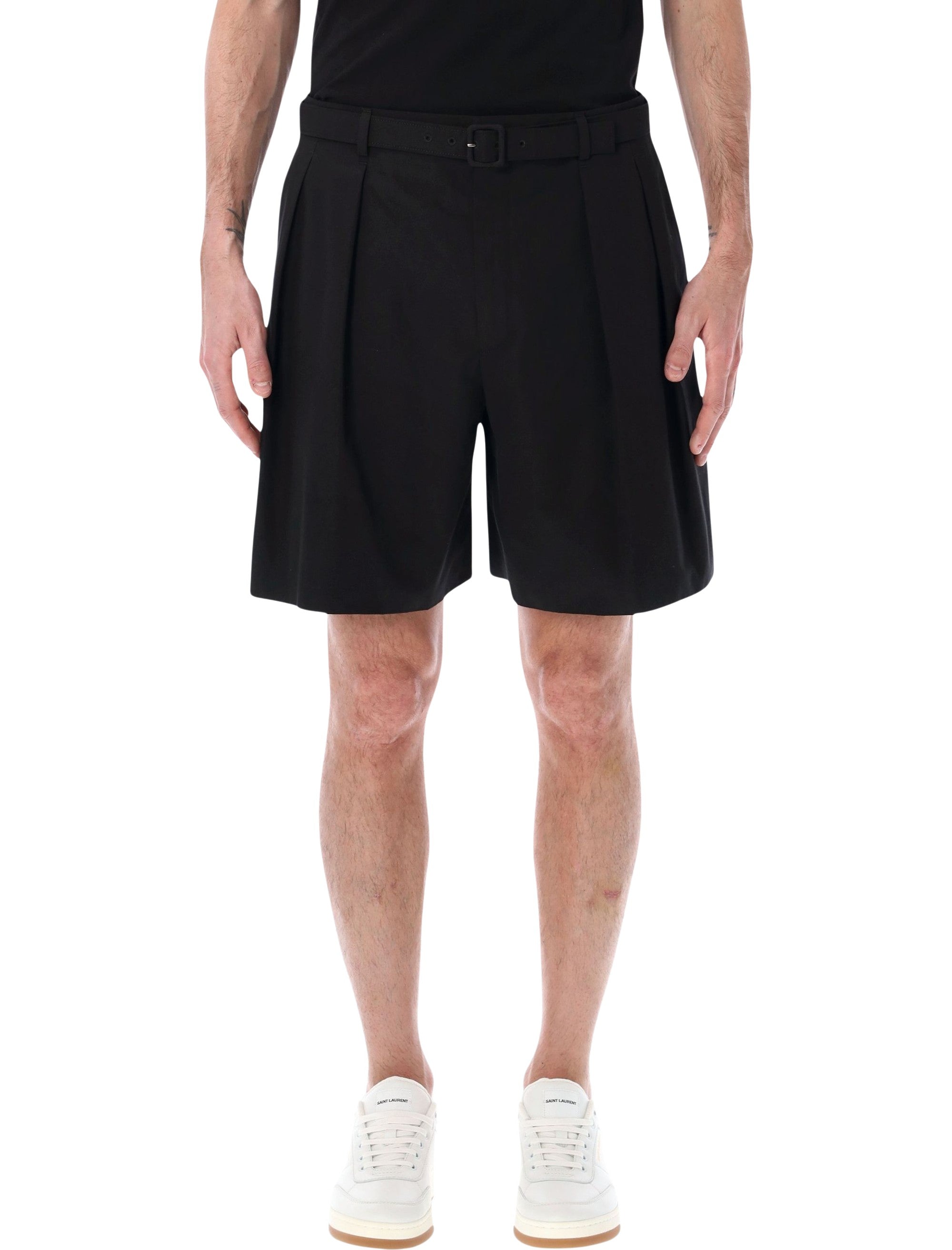 Saint Laurent tailored bermuda shorts with belt Black Cotton