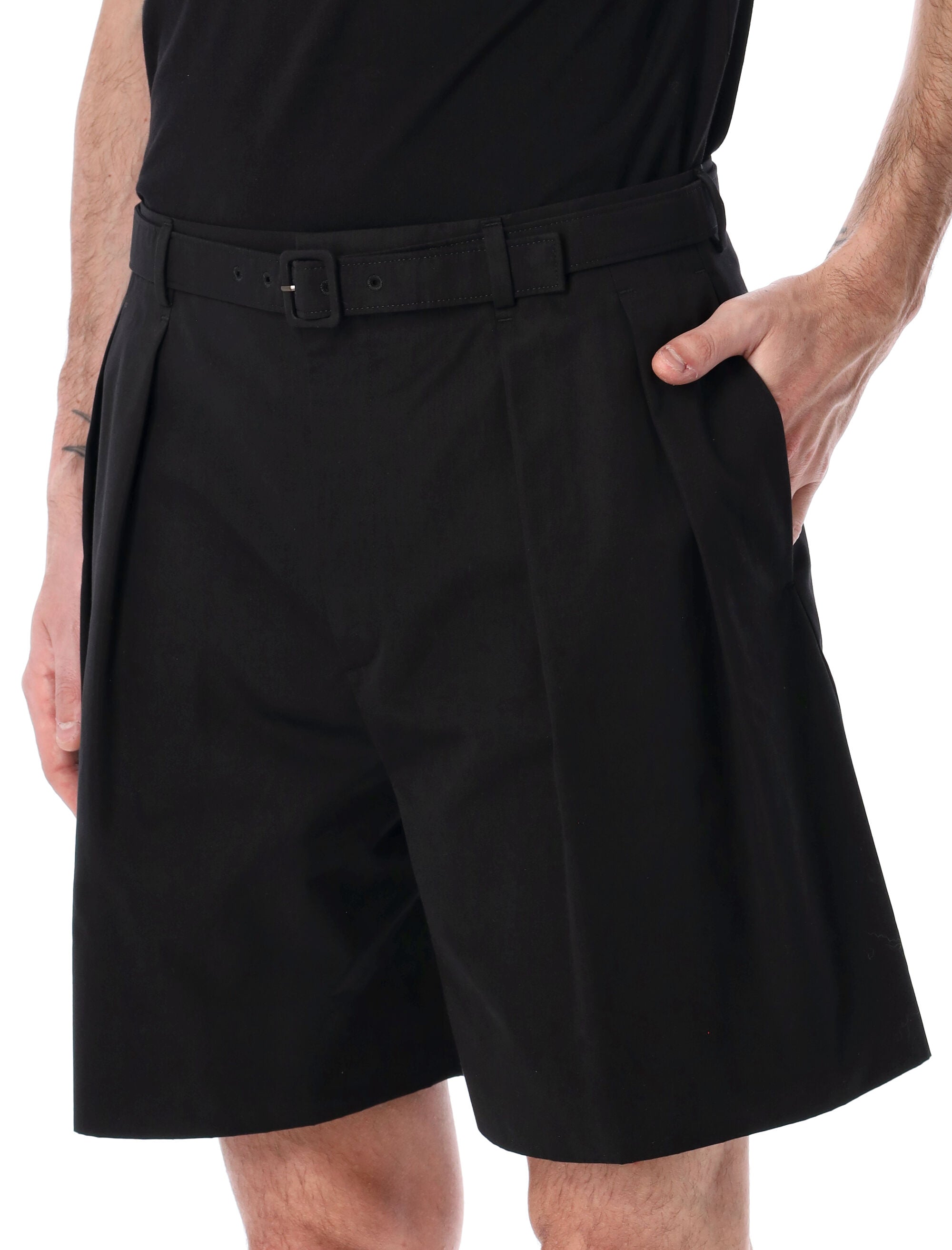 Saint Laurent tailored bermuda shorts with belt Black Cotton